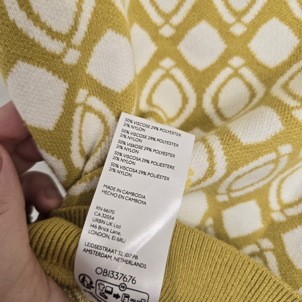 Anthro Maeve Jacquared Harmon Yellow Sweater - Picture 10 of 11